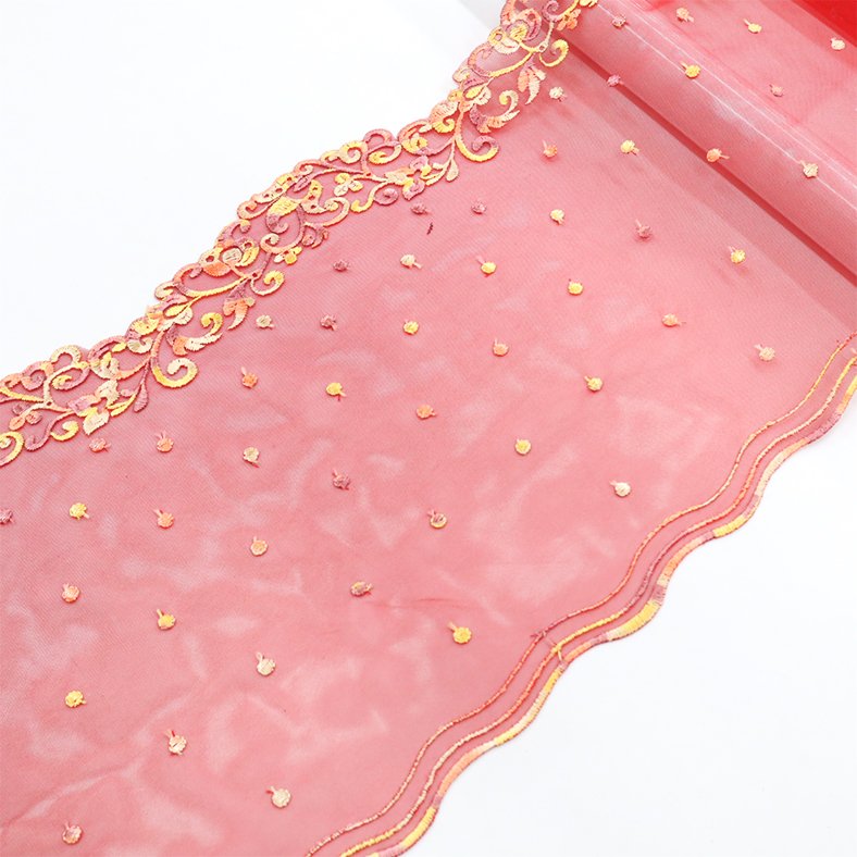 Factory wholesale design price 23cm gradient embroidery thread lace fabric for women