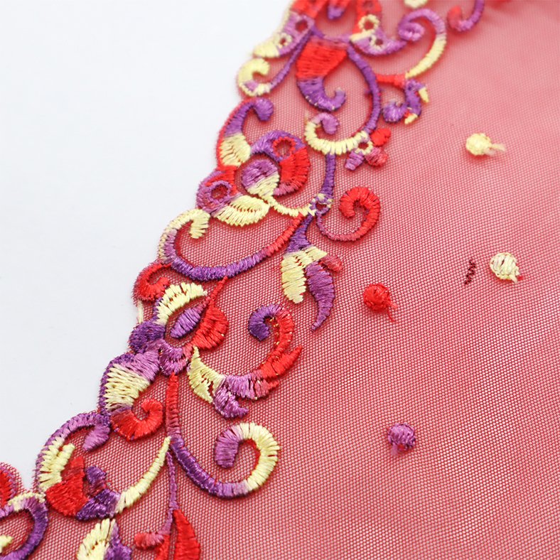 Factory wholesale design price 23cm gradient embroidery thread lace fabric for women