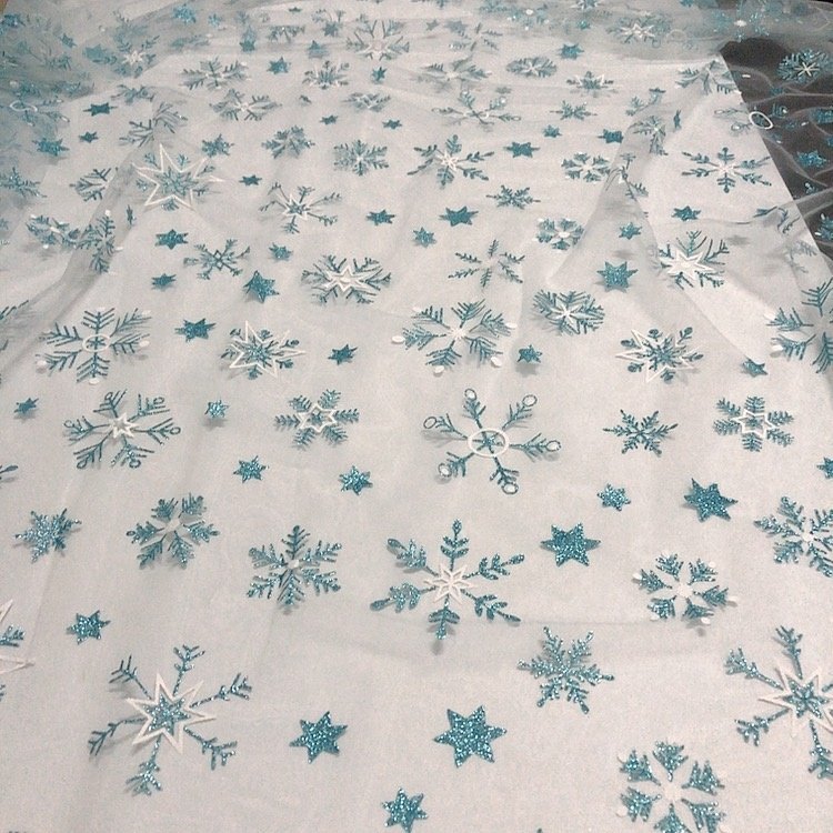 Multicolor glitter star embroidery print lace tulle fabrics for baby dress LT20848