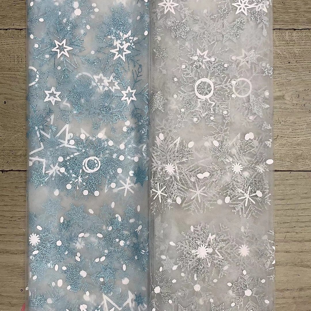 Multicolor glitter star embroidery print lace tulle fabrics for baby dress LT20848