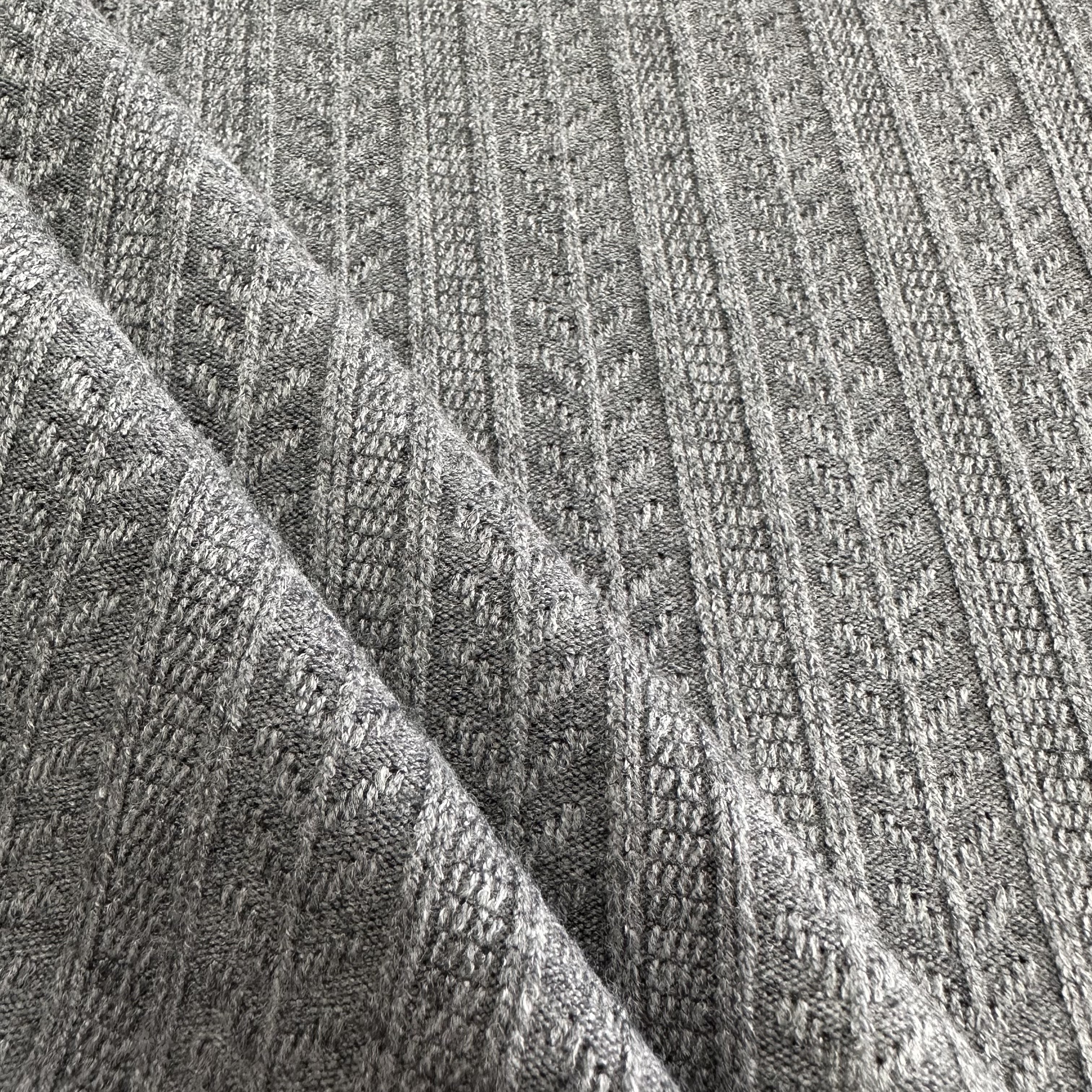 Garment knit RTN grey melange jacquard fabric rayon polyester nylon rib fabric for sweater and clothing