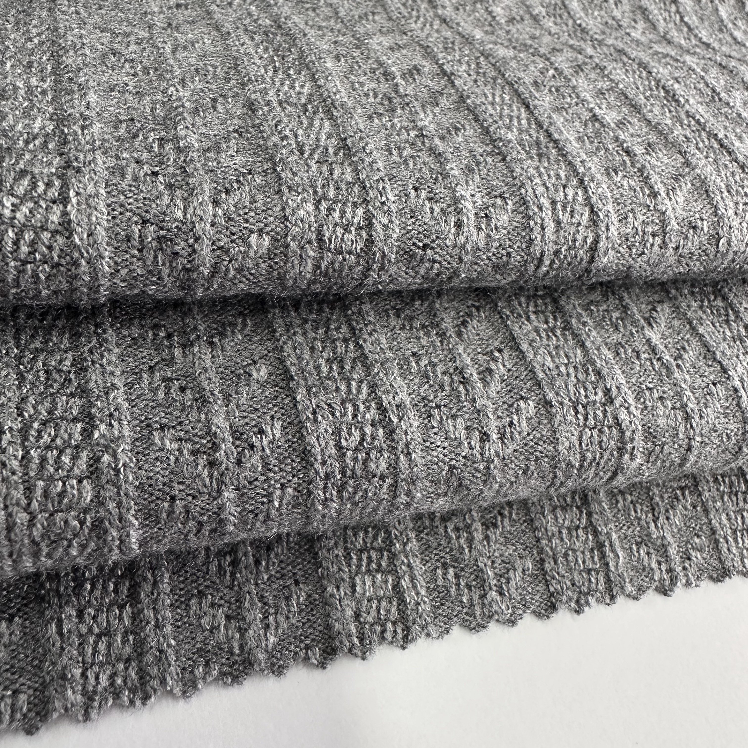 Garment knit RTN grey melange jacquard fabric rayon polyester nylon rib fabric for sweater and clothing
