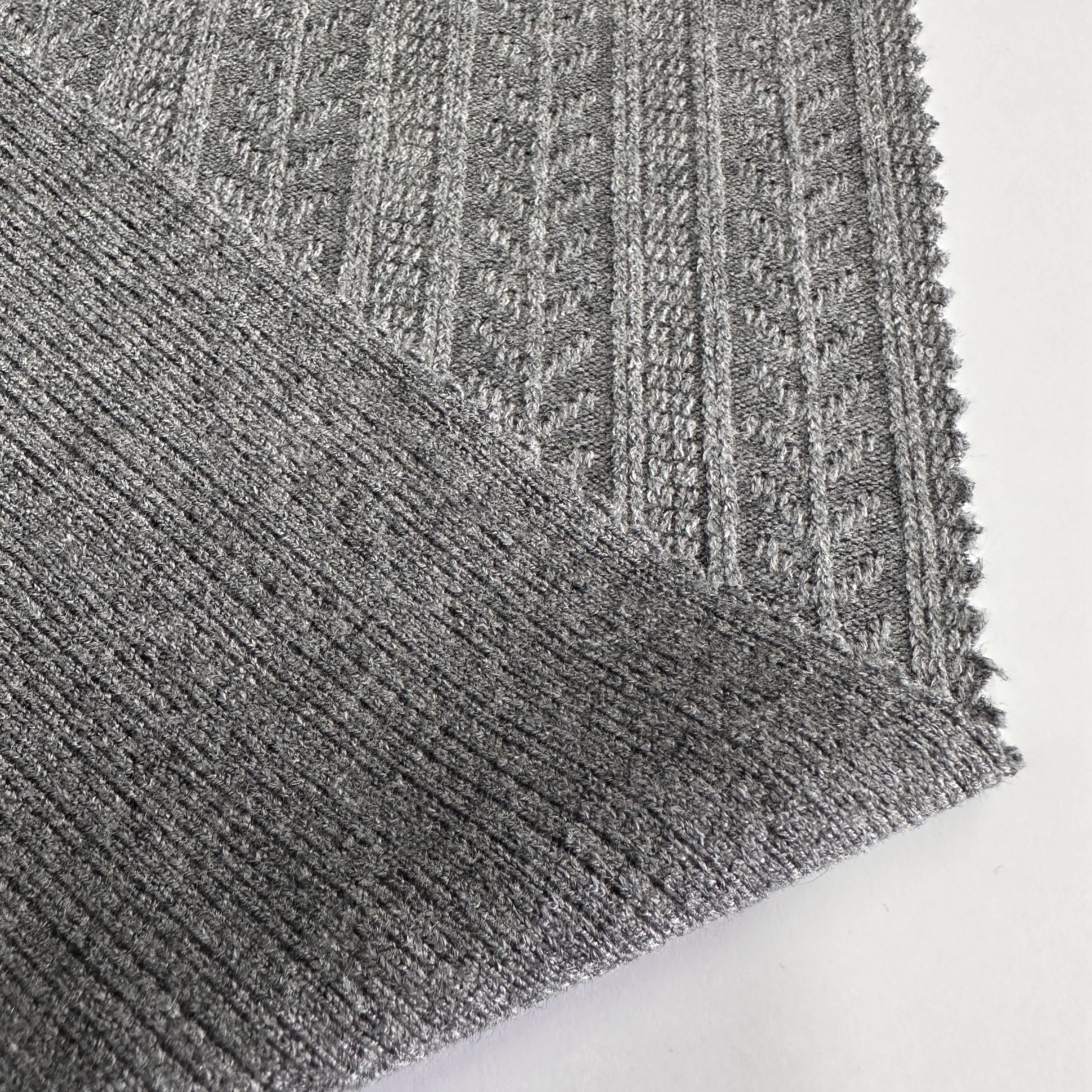 Garment knit RTN grey melange jacquard fabric rayon polyester nylon rib fabric for sweater and clothing