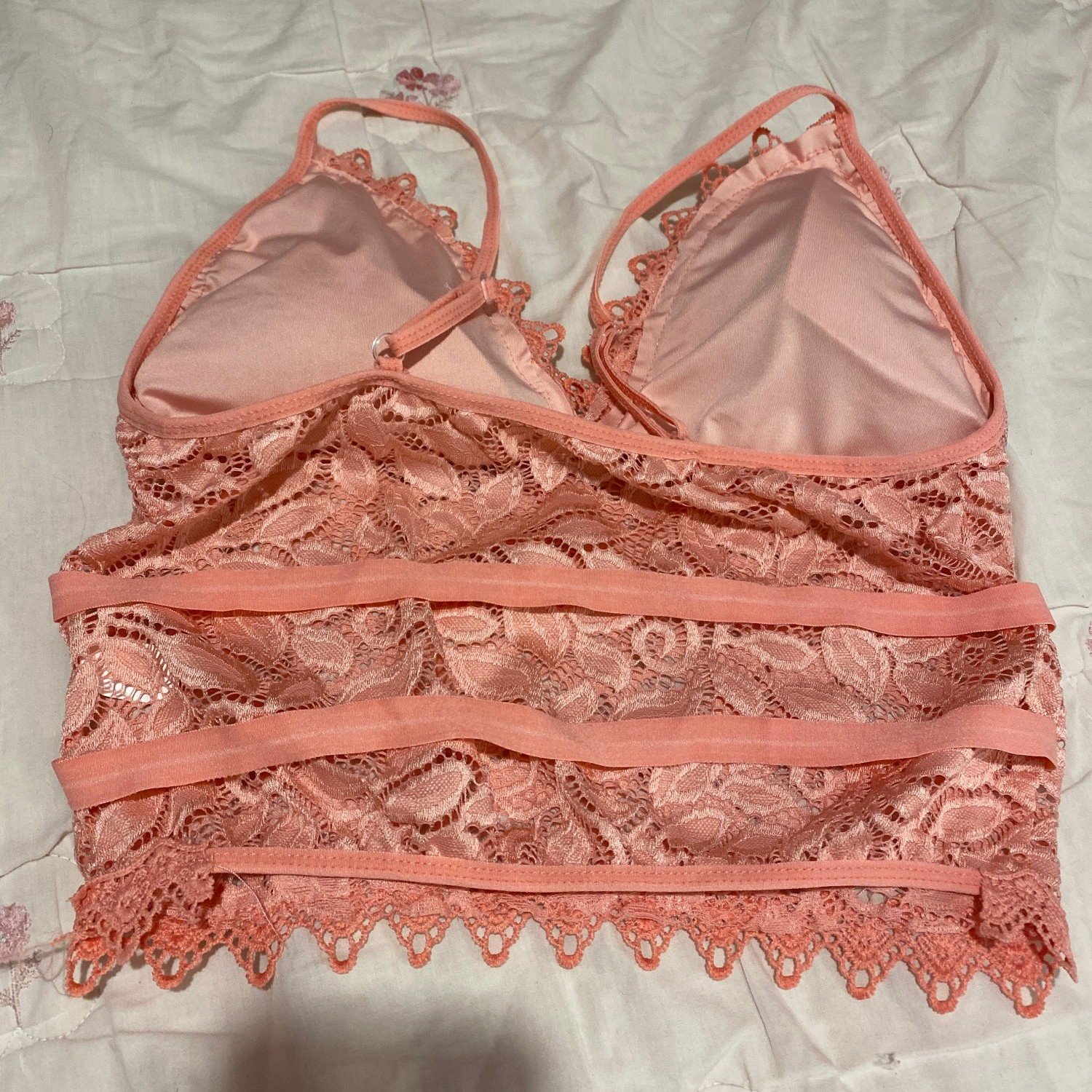 Women Floral Lace Padded Bras Top Sexy Lingerie Push Up Corset New Solid Wire Free Sheer Underwear Top