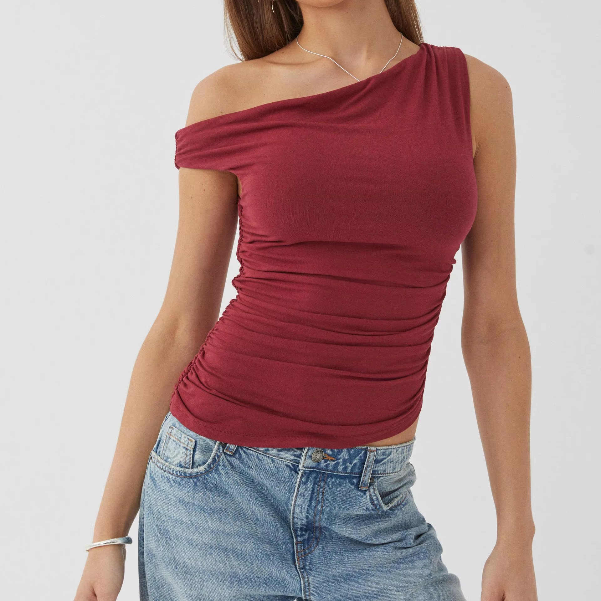 Runwaylove R432 New Design Sling Crop Top Slit Crop Top