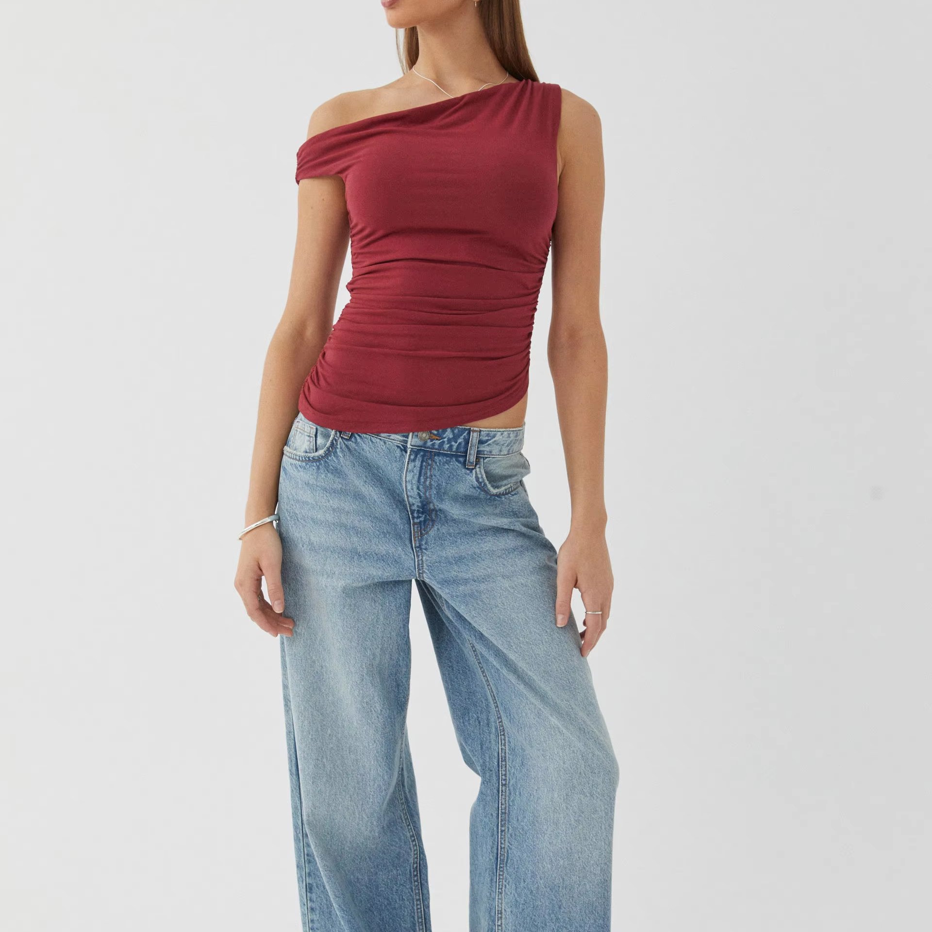 Runwaylove R432 New Design Sling Crop Top Slit Crop Top