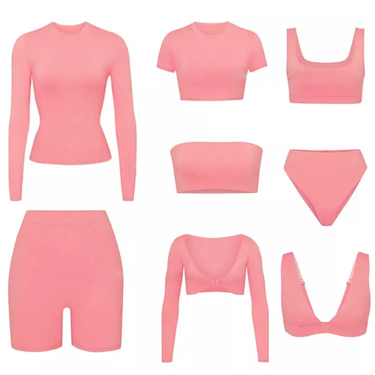 Women Clothing Outfits Ribbed Two Piece Set Lounge Wear Stretch Spandex Long Sleeve With Leggings Pants Loungewear