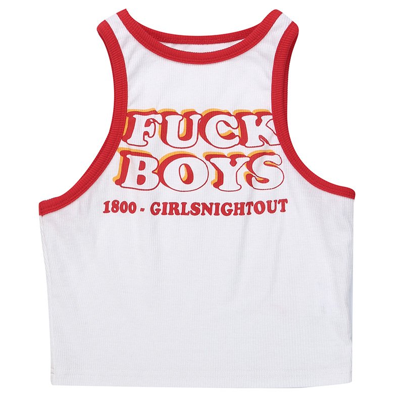 Knitted Letter Print Crop Top Tshirt Retro Summer Hot Girl Baby Tee Y2K Racer Back Ribbed Tank Tops Women
