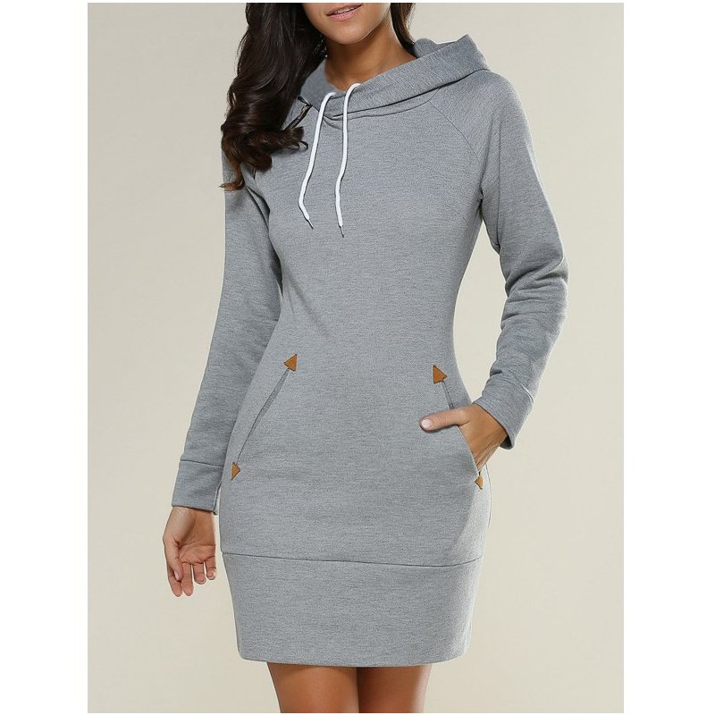 sweatshirt Dresses plus size 2021 Custom Rib Knit Long Sleeve Elegant Women Outfit Winter Casual Hoodie Ladies hoodie dress