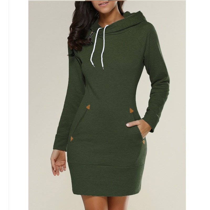 sweatshirt Dresses plus size 2021 Custom Rib Knit Long Sleeve Elegant Women Outfit Winter Casual Hoodie Ladies hoodie dress