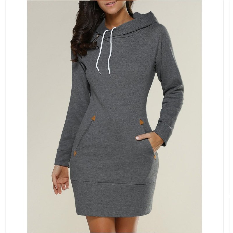 sweatshirt Dresses plus size 2021 Custom Rib Knit Long Sleeve Elegant Women Outfit Winter Casual Hoodie Ladies hoodie dress
