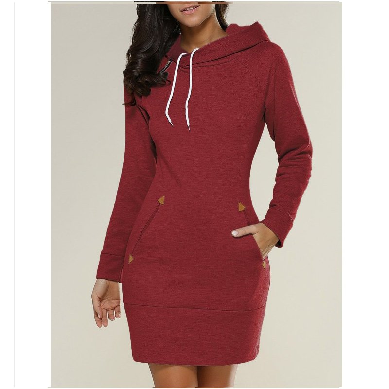 sweatshirt Dresses plus size 2021 Custom Rib Knit Long Sleeve Elegant Women Outfit Winter Casual Hoodie Ladies hoodie dress