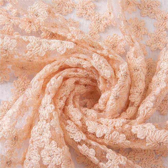 Crochet cotton lace fabric for bridal wedding dress home decorations 3d floral lace embroidery fabric