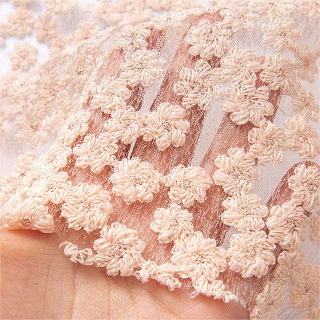Crochet cotton lace fabric for bridal wedding dress home decorations 3d floral lace embroidery fabric