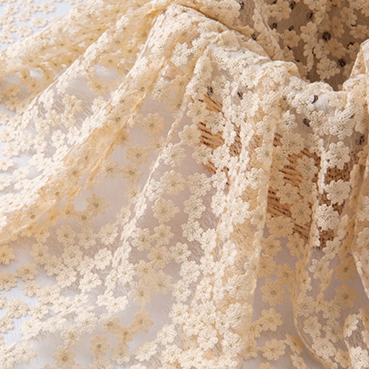 Crochet cotton lace fabric for bridal wedding dress home decorations 3d floral lace embroidery fabric