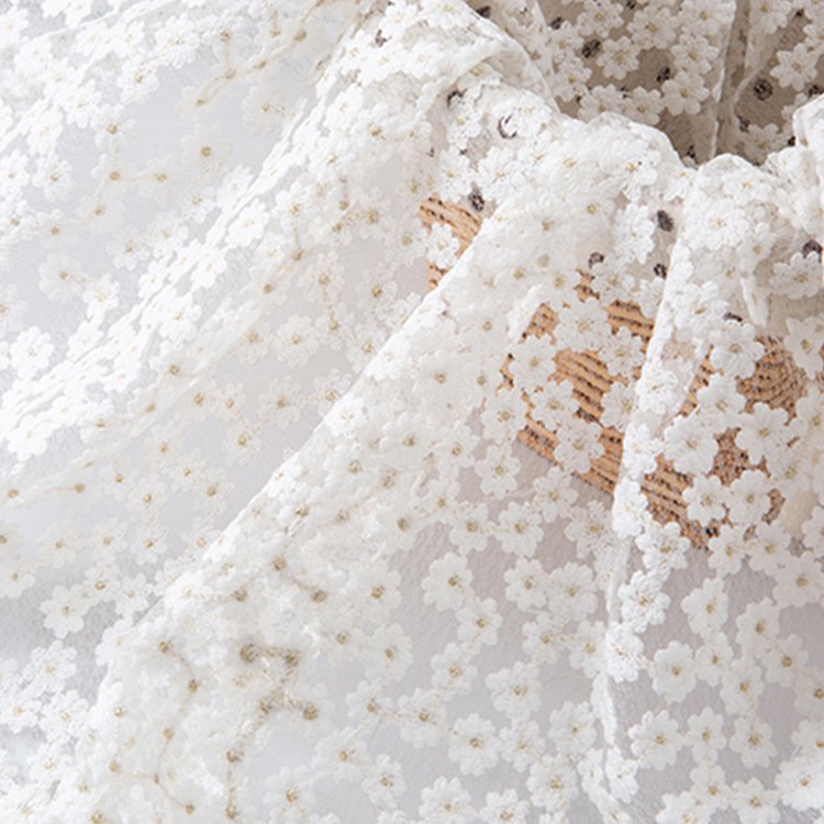 Crochet cotton lace fabric for bridal wedding dress home decorations 3d floral lace embroidery fabric
