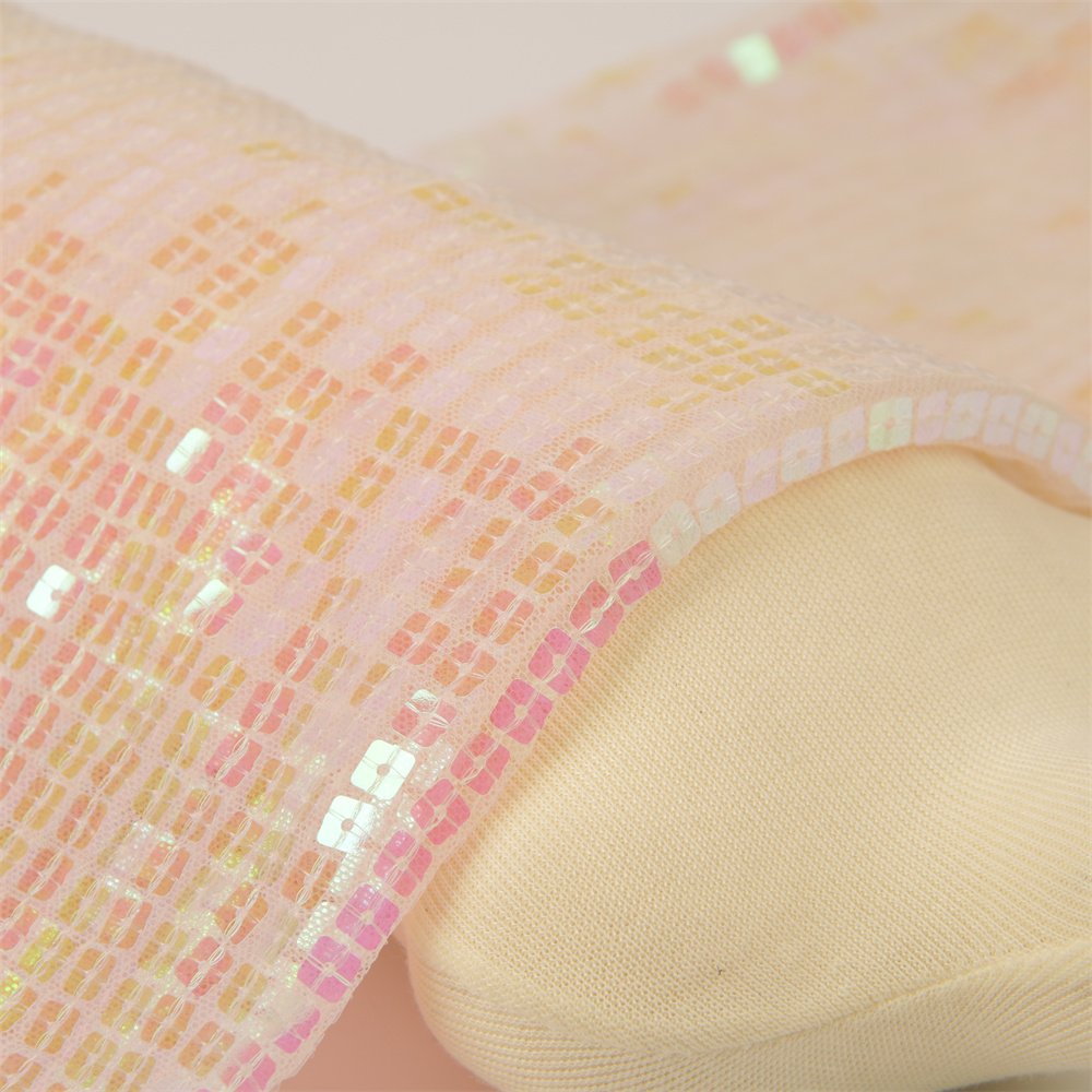 High quality 7mm sequin embroidery tulle lace fabric for wedding dresses