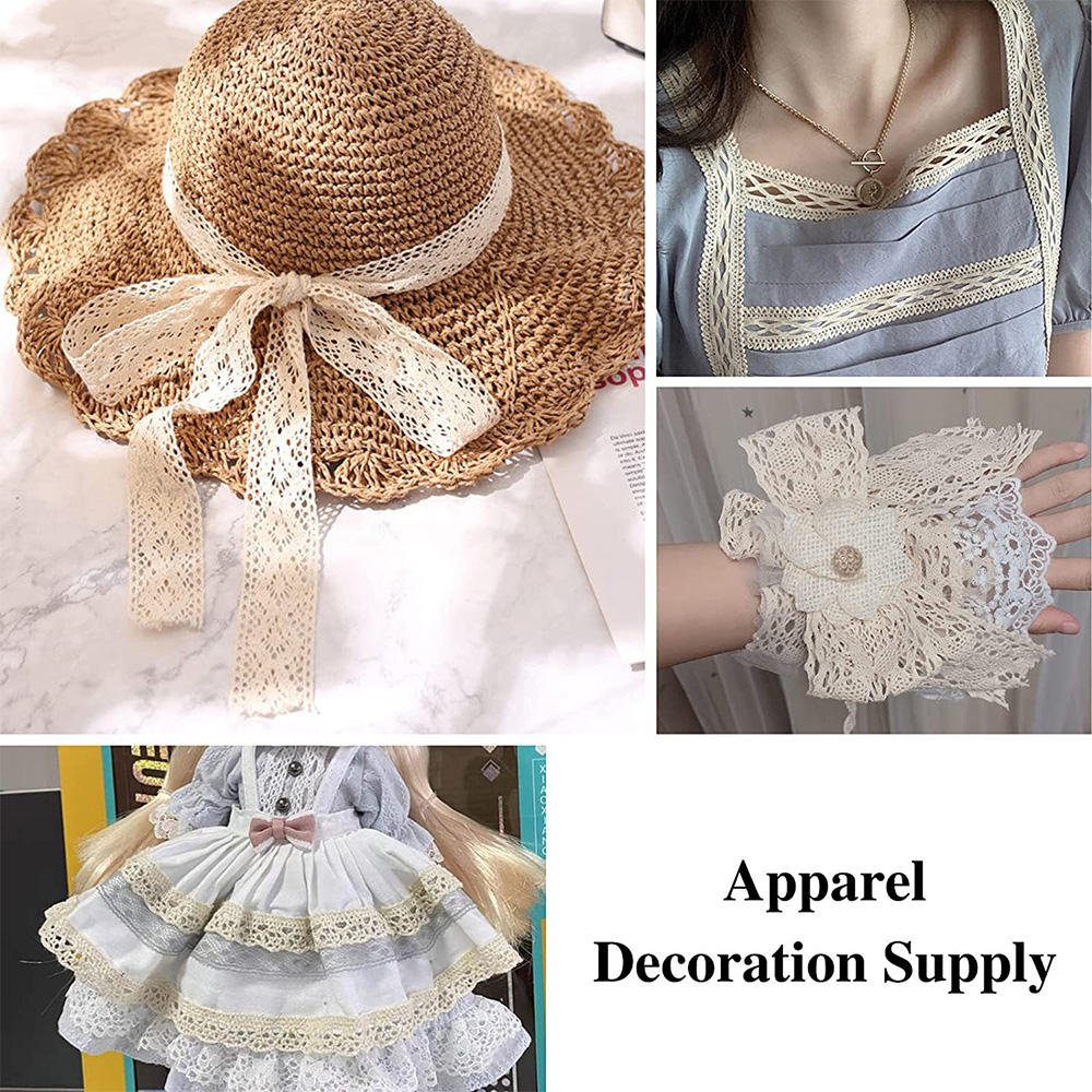 100% White Cotton Sewing Fabric Lace Ribbon Roll Trim For Wedding Decoration Gift Wrap Ribbon