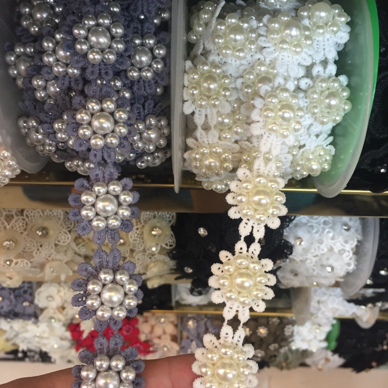 Diamond Flower Rhinestone Embroidered Lace Trimming Ribbon Sewing Supplies Craft For Apparel Costumes Decoration