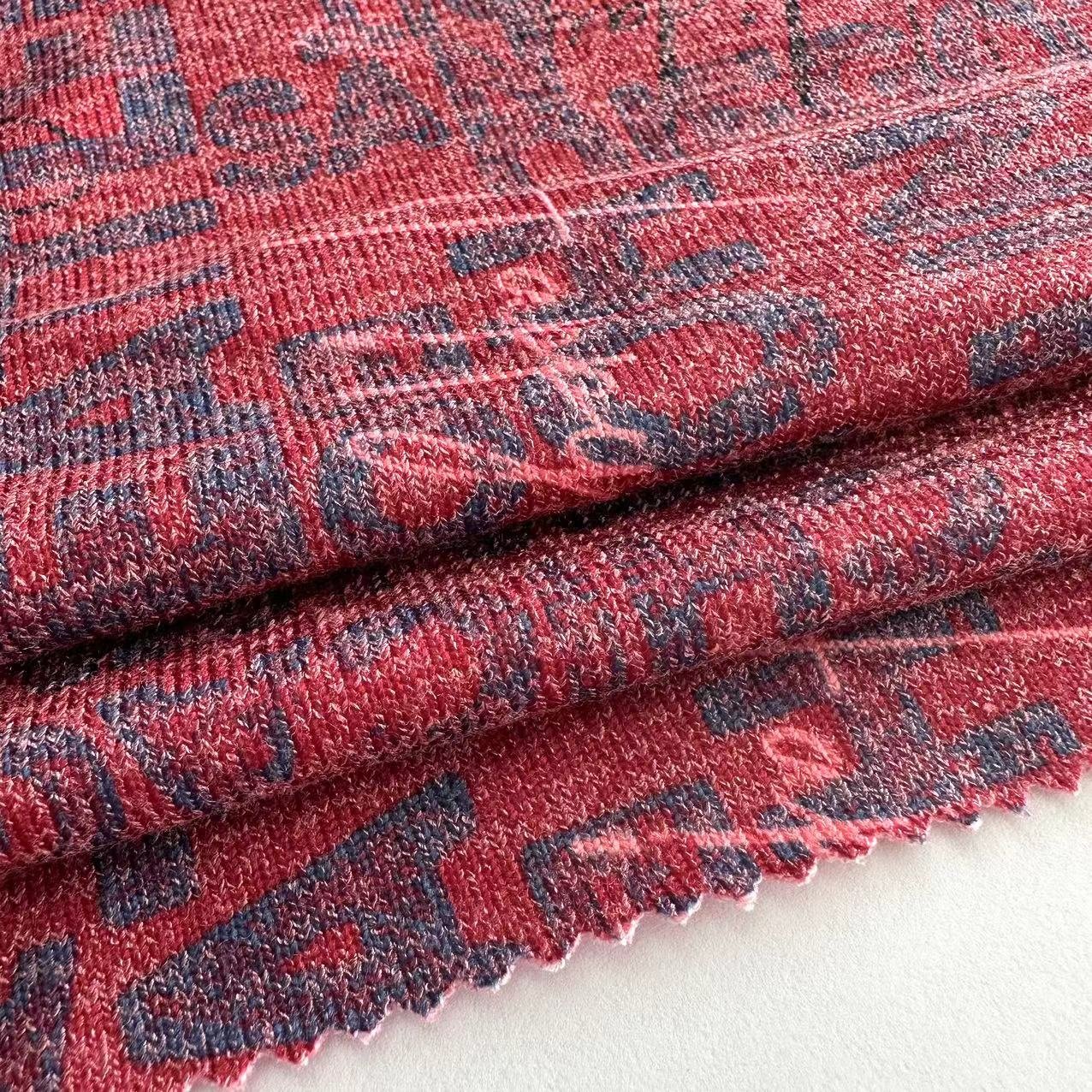 custom design 67%polyester 30%Rayon 3%Spandex knitted garment fabric TR stretchy printed hacci fabric for women sweater