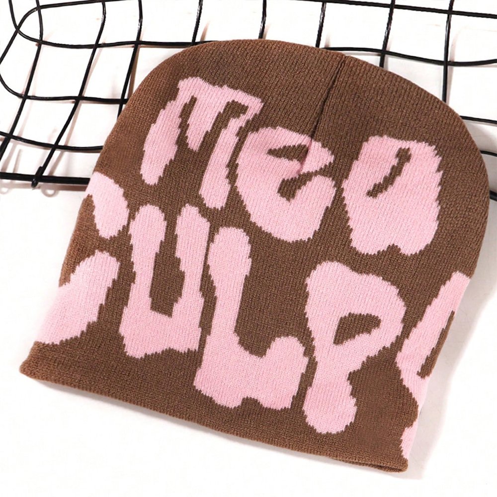 High Quality Manufacturer Oem Odm Customized Logo Trendy Skully Cap Knitted Hat Winter Mea Culpa Beanies With Letter Jacquard