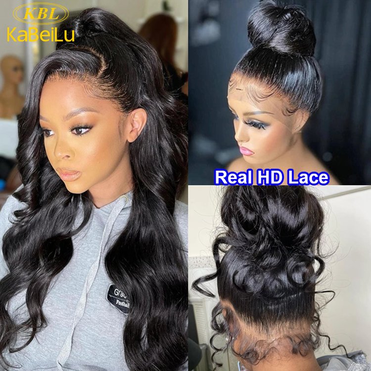 KBL 50inch Body Wave Human Hair Full Lace Wigs Pre Plucked Hairline Vrigin Brazilian Hair 13*6 HD Lace Front Wig 30 Long 5A