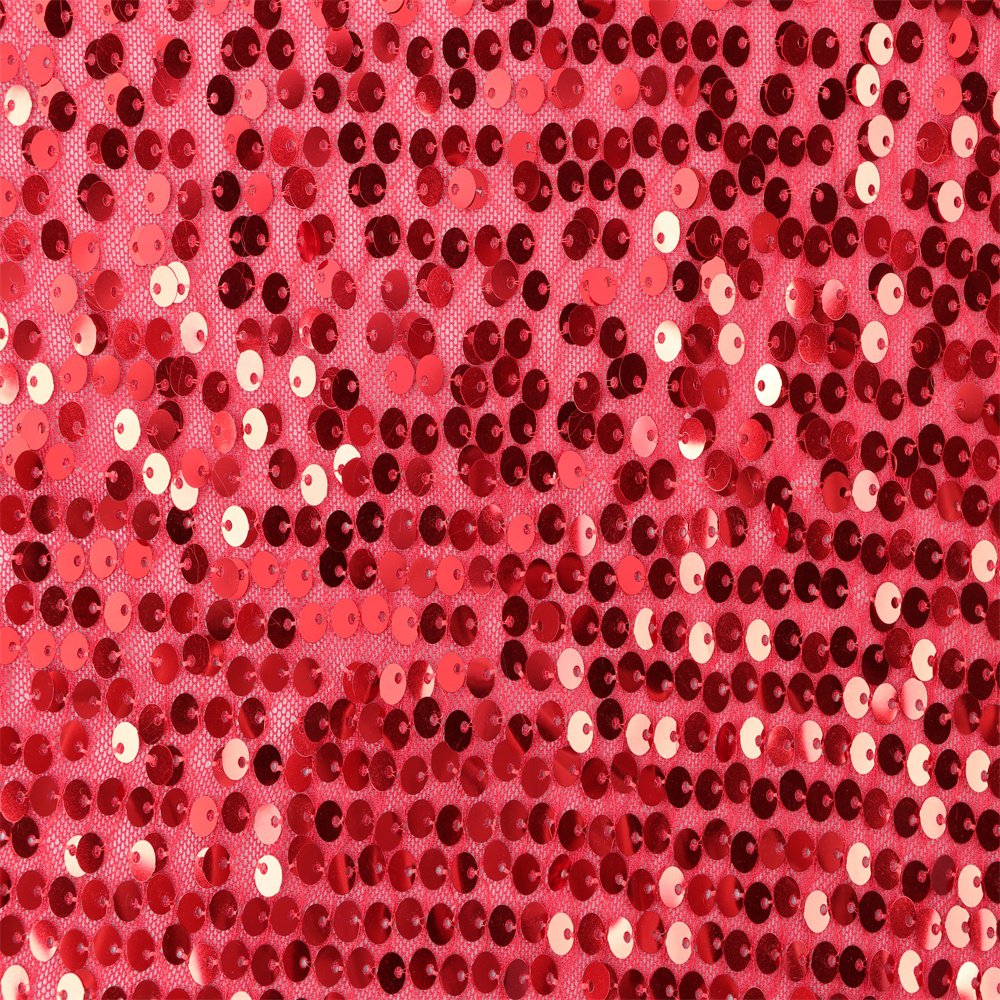 New Arrival Fashion Design Embroidery Woven Mesh 3mm Shimmer Red Sequin Fabric