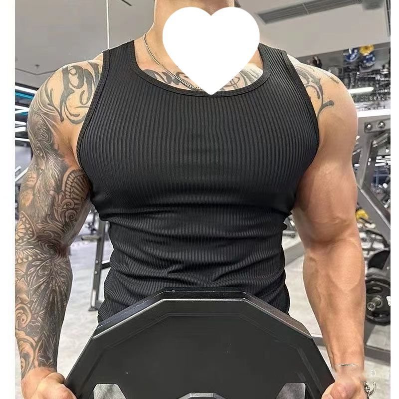 ET-106 Custom slim fit sport ribbed tank top men fitness workout sleeveless vest t shirts Compression gym wear singlet