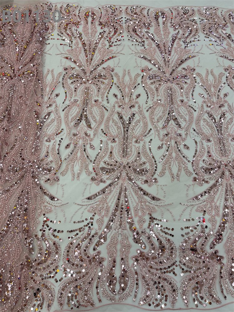 Nigerian Bridal Fabric Luxury Embroidery Beads Sequins Lace Pearls Beaded Lace Fabric Wedding Dress