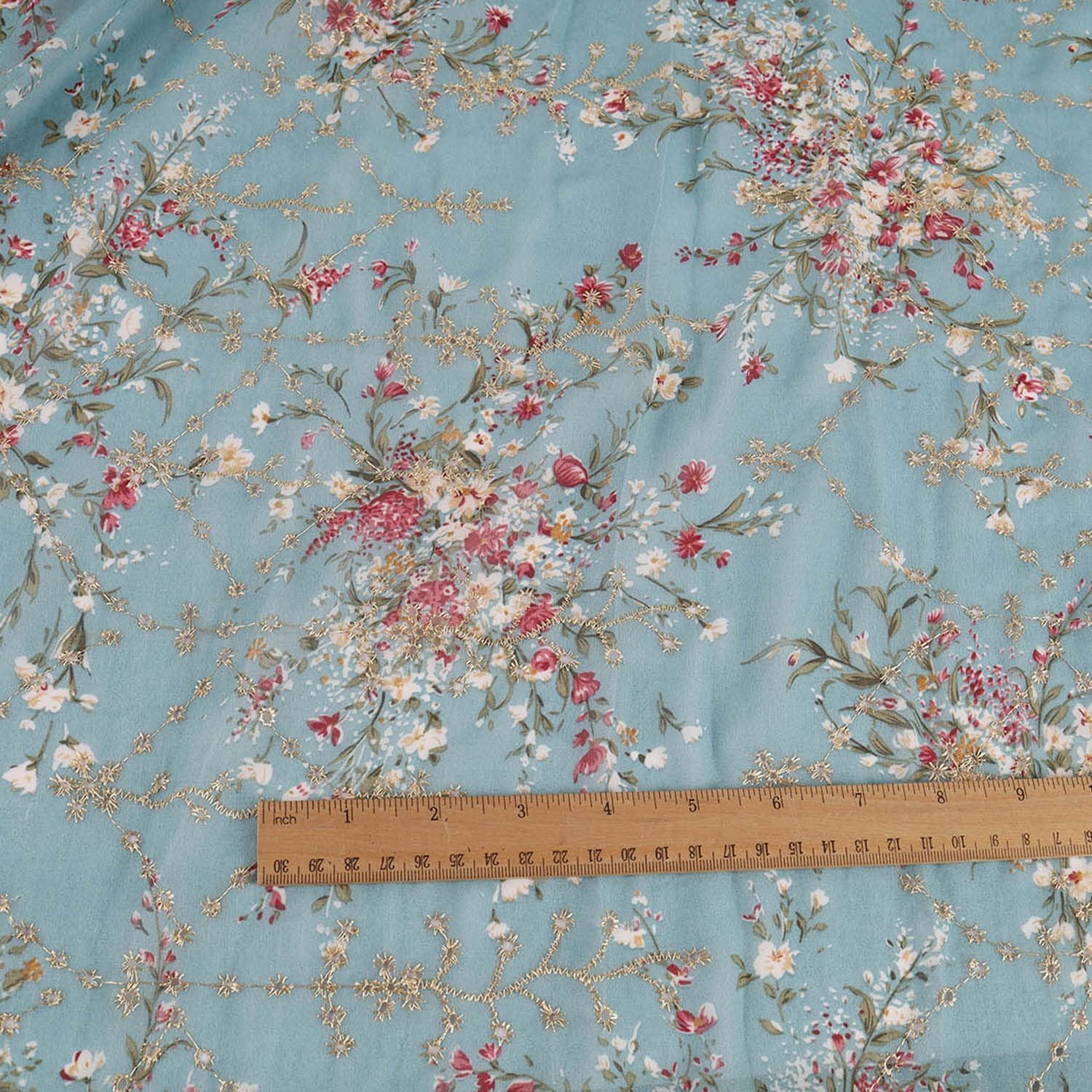 Wholesale Embroidered Soft Chiffon Fabric 100% Polyester Drape Floral Printing Embroidery Dresses Garment Chiffon Fabrics