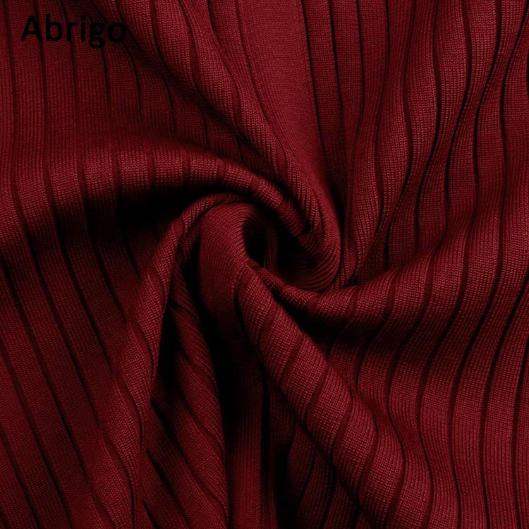 High quality formal knitted rib long sleeve bandage dress for women Elegant stand collar midi dress spring autumn casual Dresses