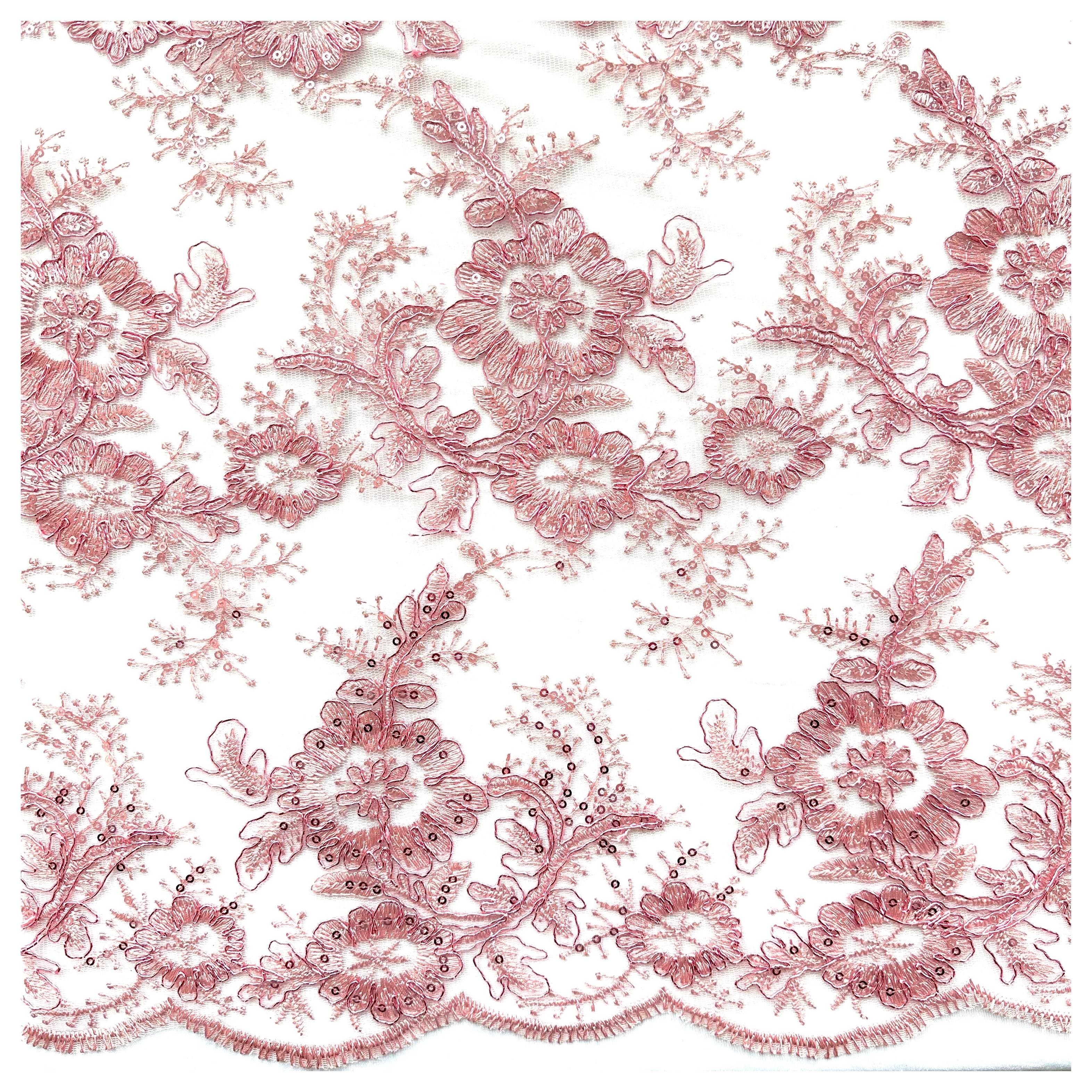 Luxury Chic Embroidery Sequin Lace Fabric From China Factory Light 3D Cording Embroidery Fabric for Party Dress