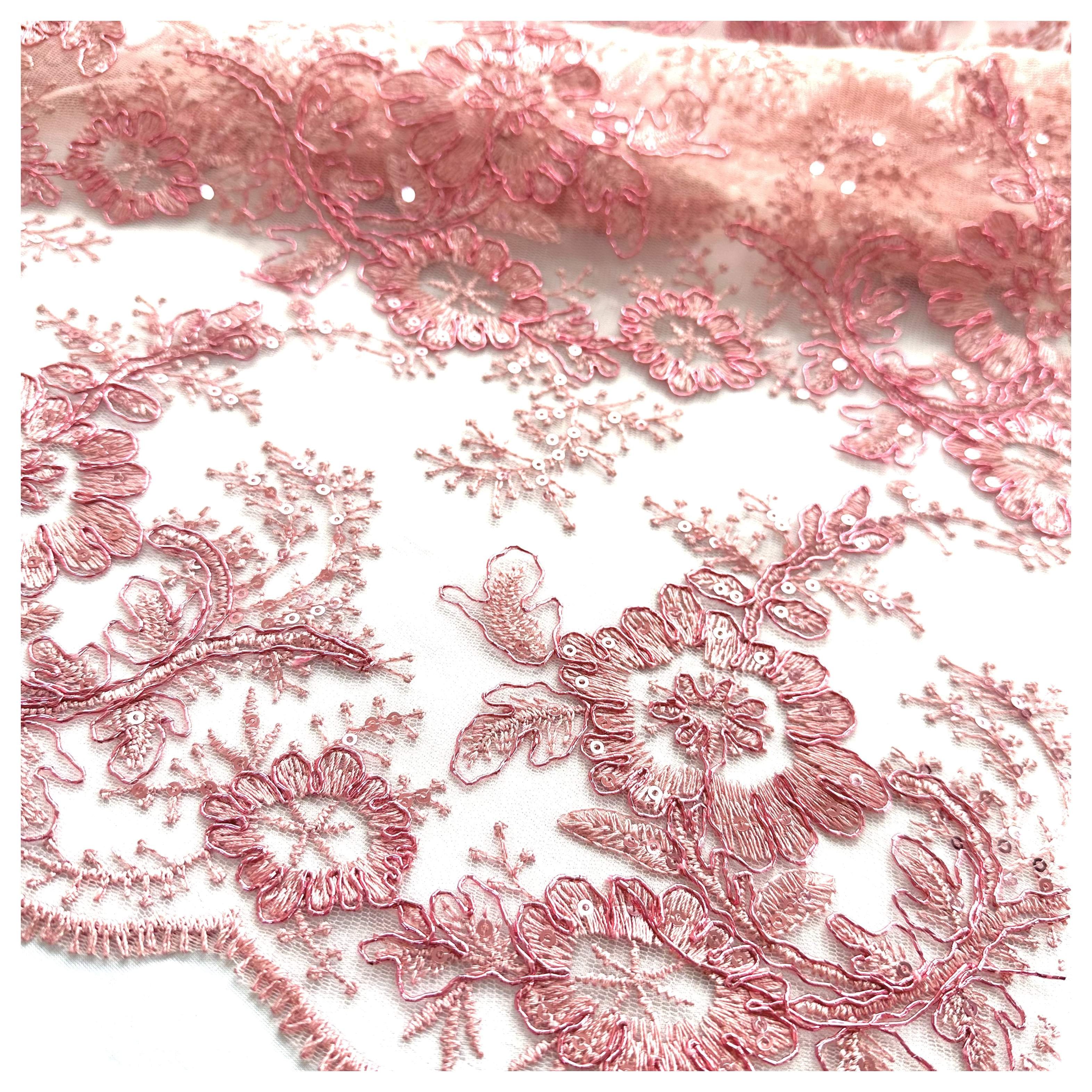 Luxury Chic Embroidery Sequin Lace Fabric From China Factory Light 3D Cording Embroidery Fabric for Party Dress