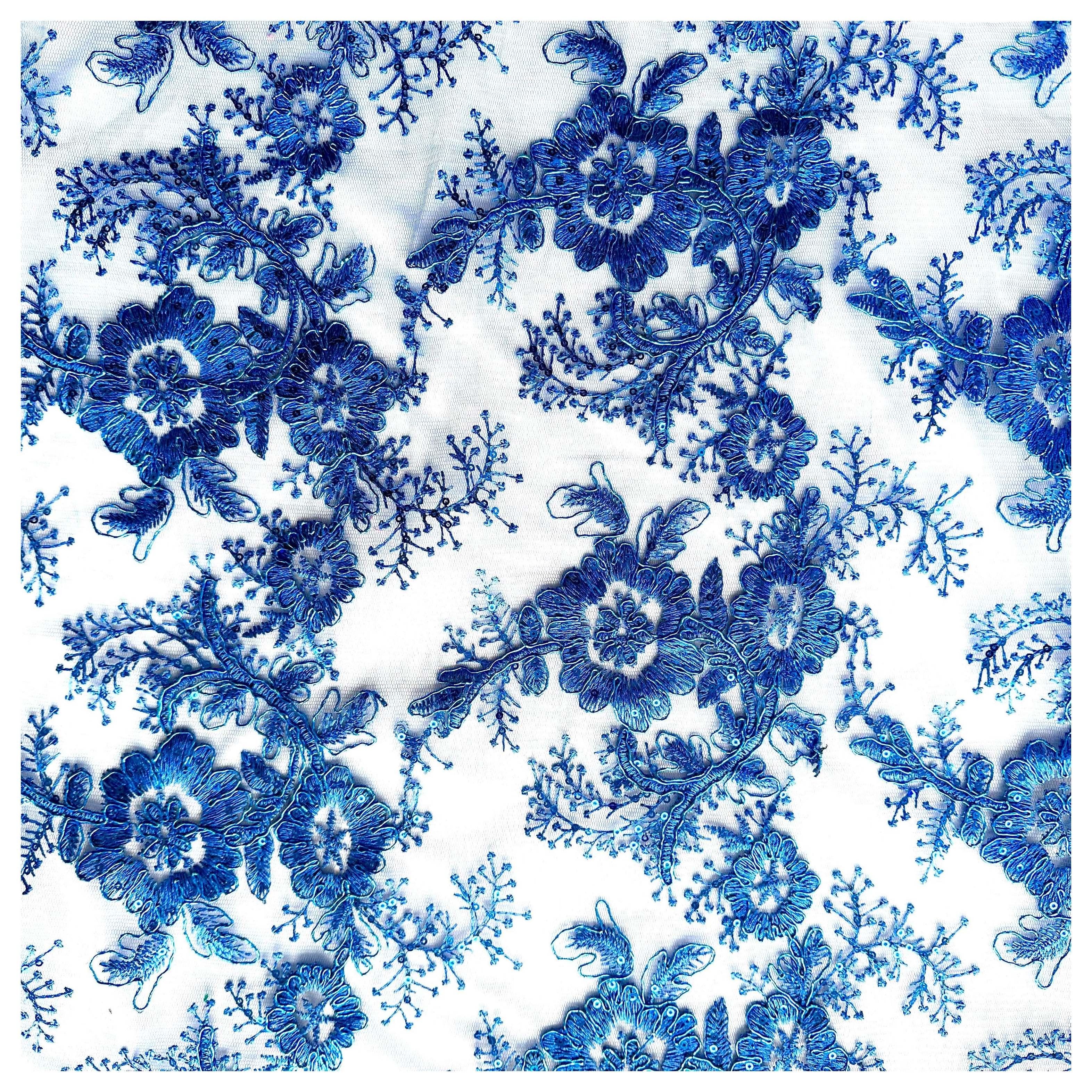 Luxury Chic Embroidery Sequin Lace Fabric From China Factory Light 3D Cording Embroidery Fabric for Party Dress