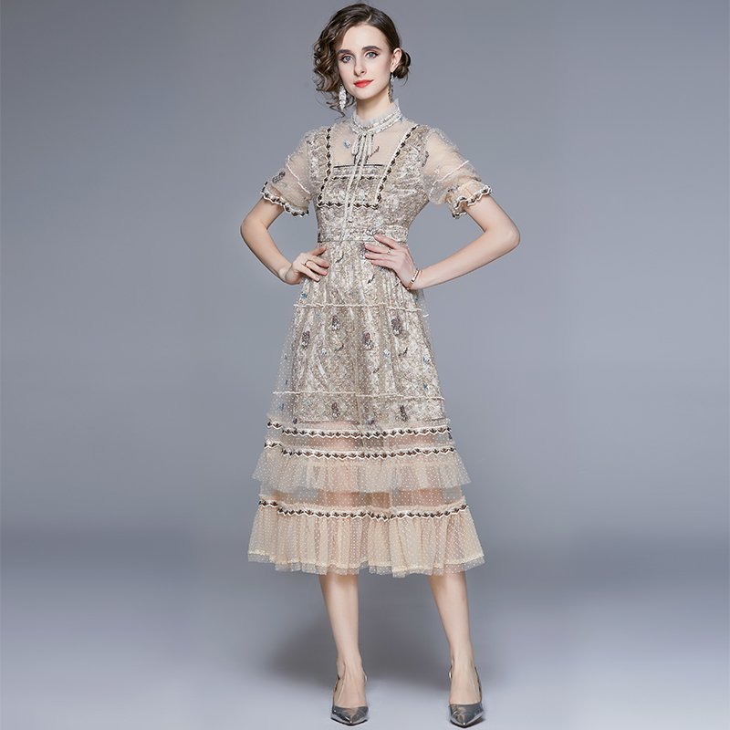 New French Vintage Elegant Lace Style Dress for Women SR69920108