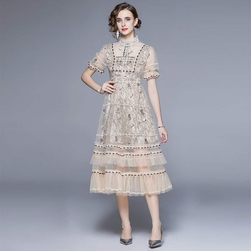 New French Vintage Elegant Lace Style Dress for Women SR69920108
