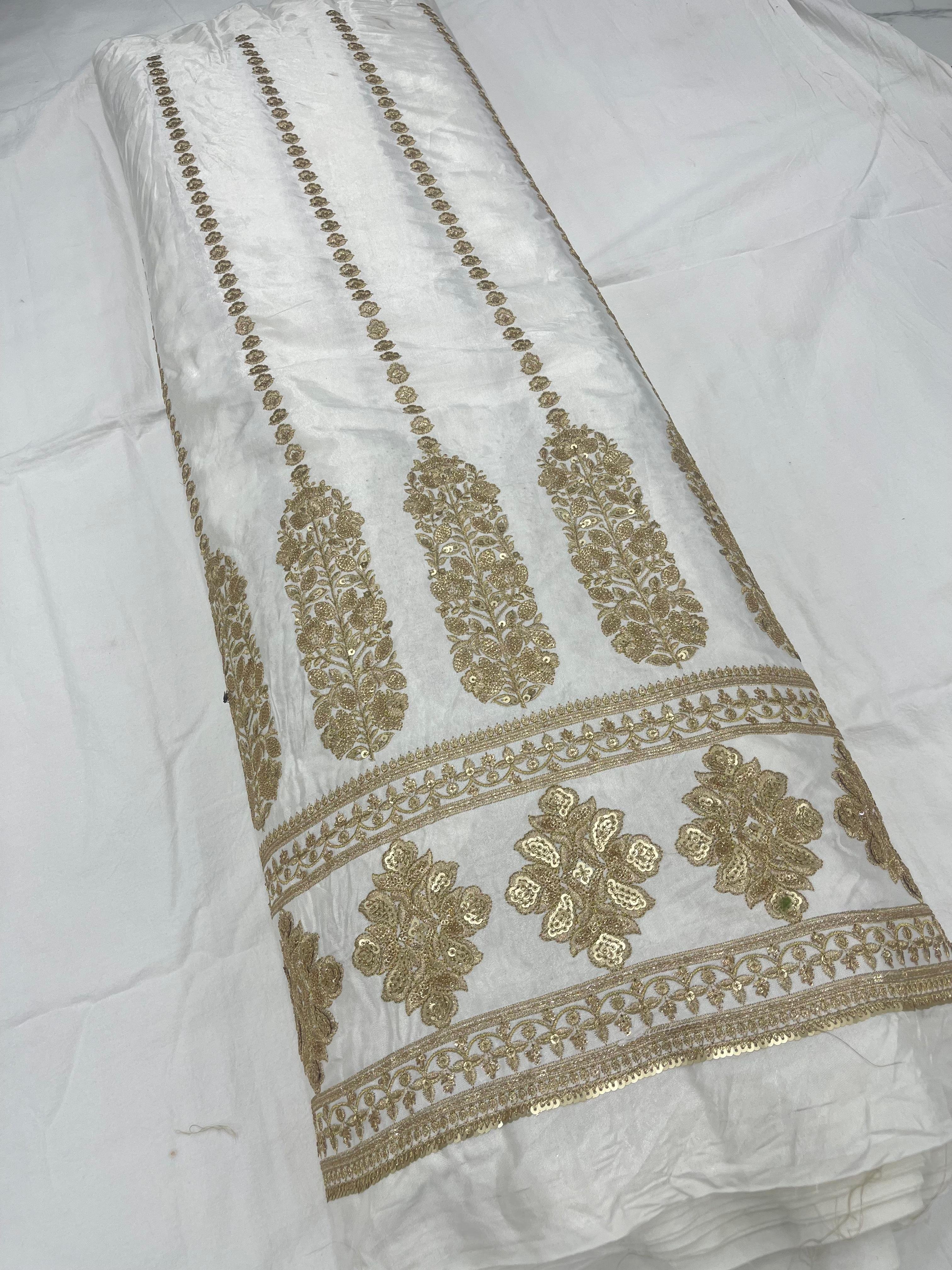 Direct Factory Best Selling Embroidery Fabric Pure Natural Crepe Golden Work Sequence Wedding Special Occasions Popular