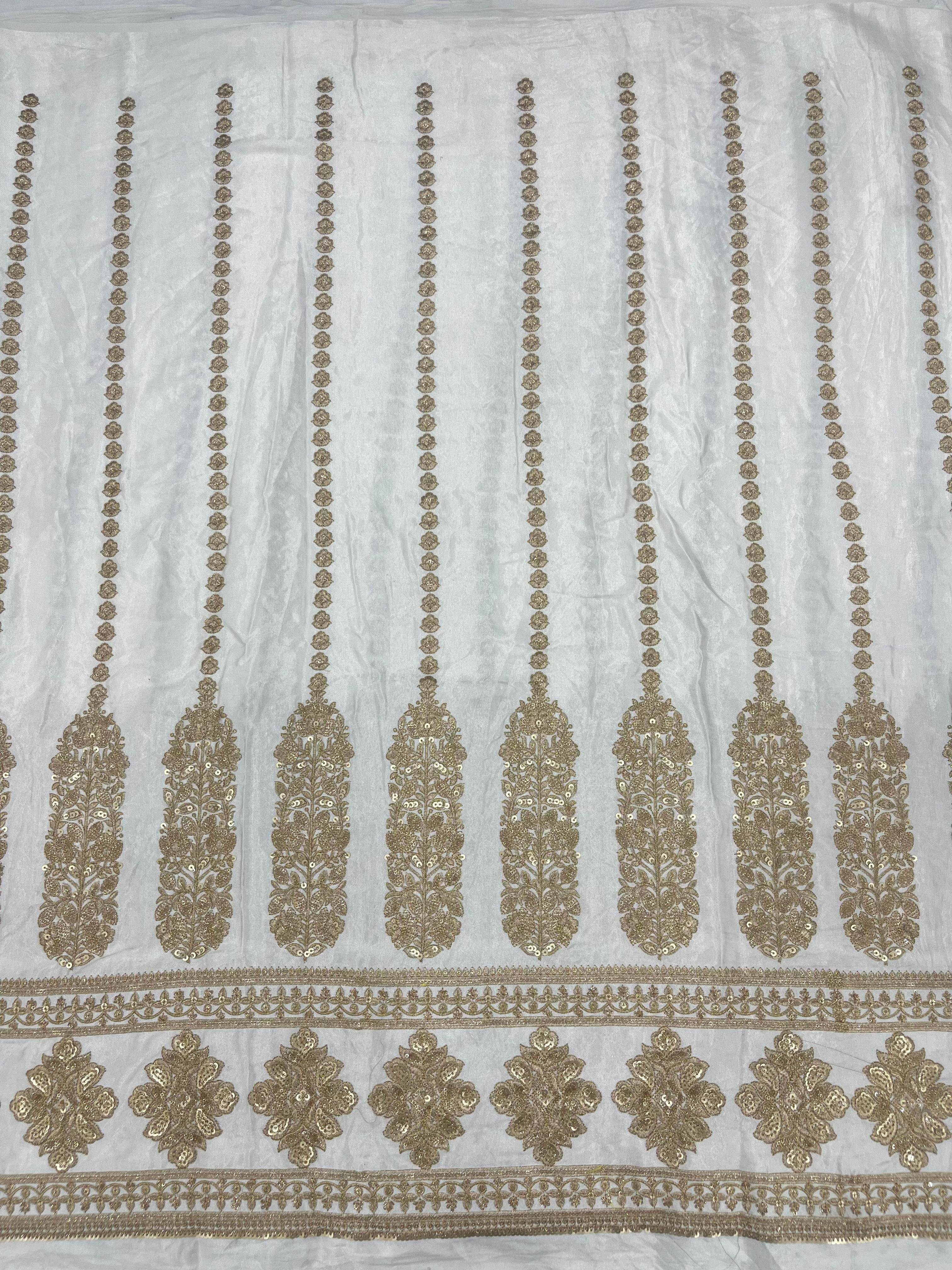 Direct Factory Best Selling Embroidery Fabric Pure Natural Crepe Golden Work Sequence Wedding Special Occasions Popular