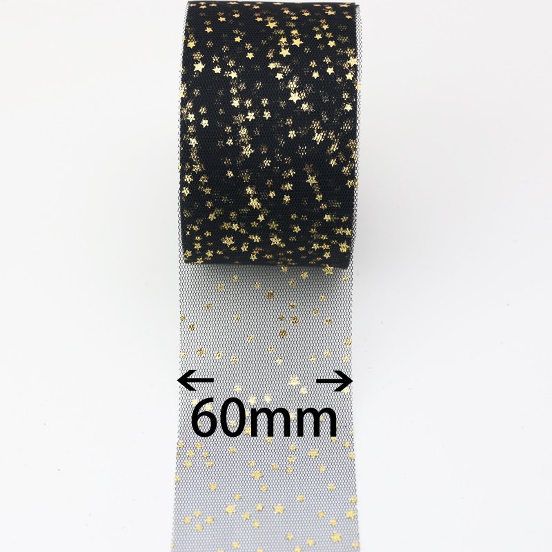 (10 yards/roll) 6cm Ribbon DIY star yarn hot gold mesh jacquard material small star lace