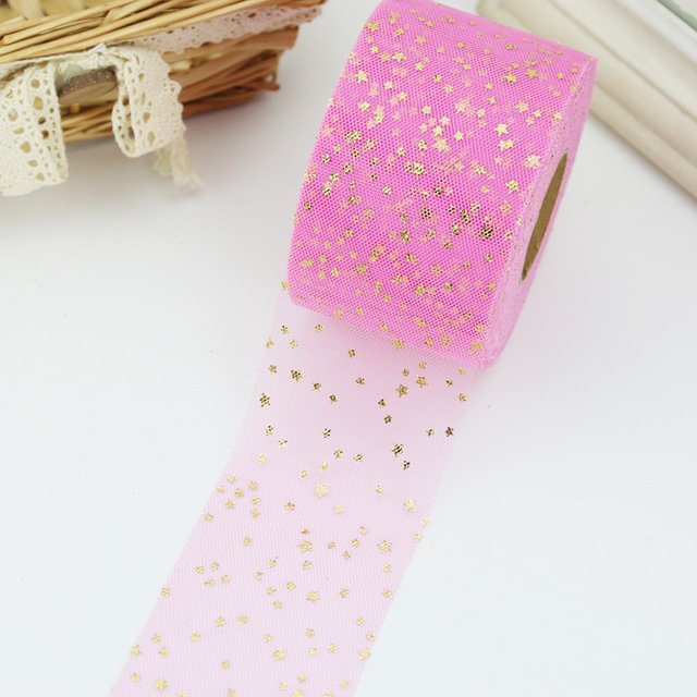 (10 yards/roll) 6cm Ribbon DIY star yarn hot gold mesh jacquard material small star lace