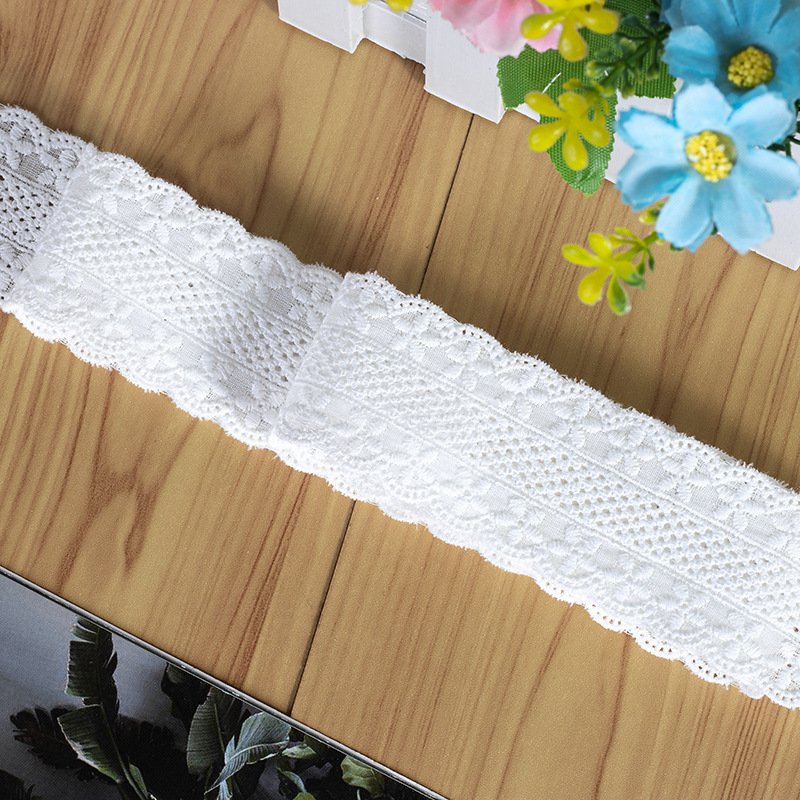Full Cotton Cloth Embroidered Lace Bar Code Delicate Lace Factory Direct Sale White Lace Fabric