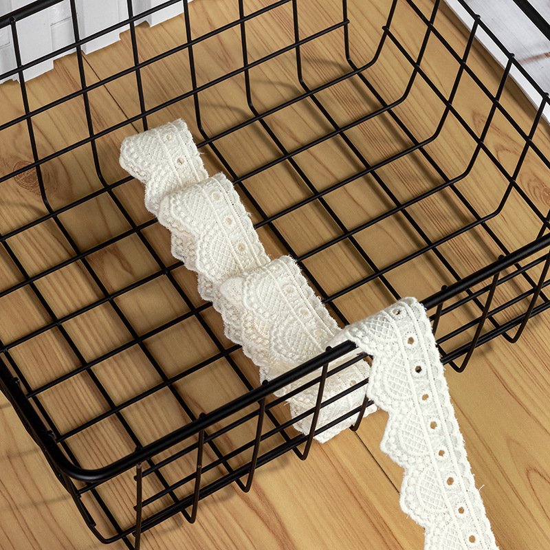 Full Cotton Cloth Embroidered Lace Bar Code Delicate Lace Factory Direct Sale White Lace Fabric