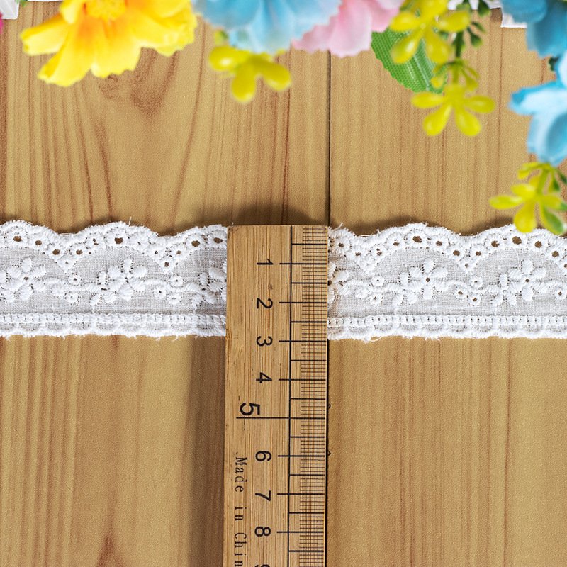 Full Cotton Cloth Embroidered Lace Bar Code Delicate Lace Factory Direct Sale White Lace Fabric