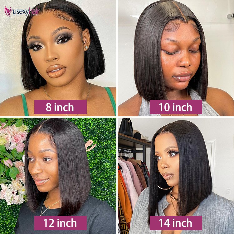 12 Inch 13X4 Deep Part Transparent Lace Bob Wig , Human Hair Glueless Frontal Lace Straight Short Bob Wigs for Black Women