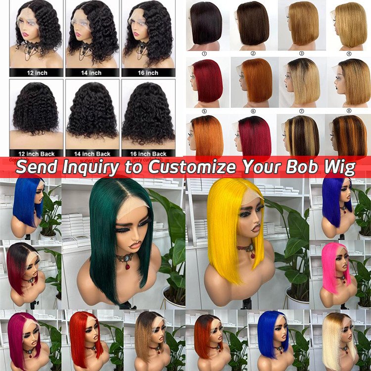 12 Inch 13X4 Deep Part Transparent Lace Bob Wig , Human Hair Glueless Frontal Lace Straight Short Bob Wigs for Black Women