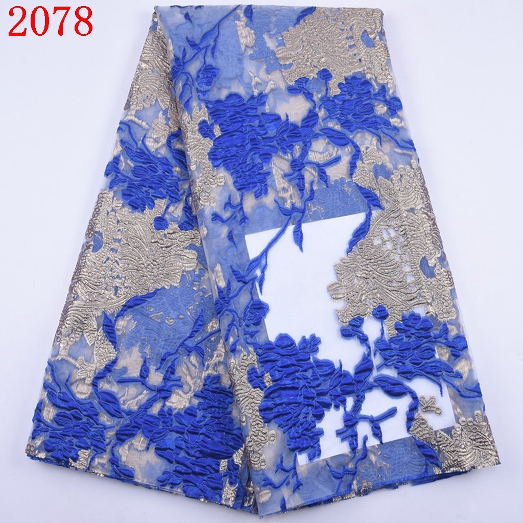 Line French Lace Fabric Nigerian Jacquard Lace Fabric for Party Dress Gold 2078 Hot Sale African Embroidery 50 Plain Sustainable