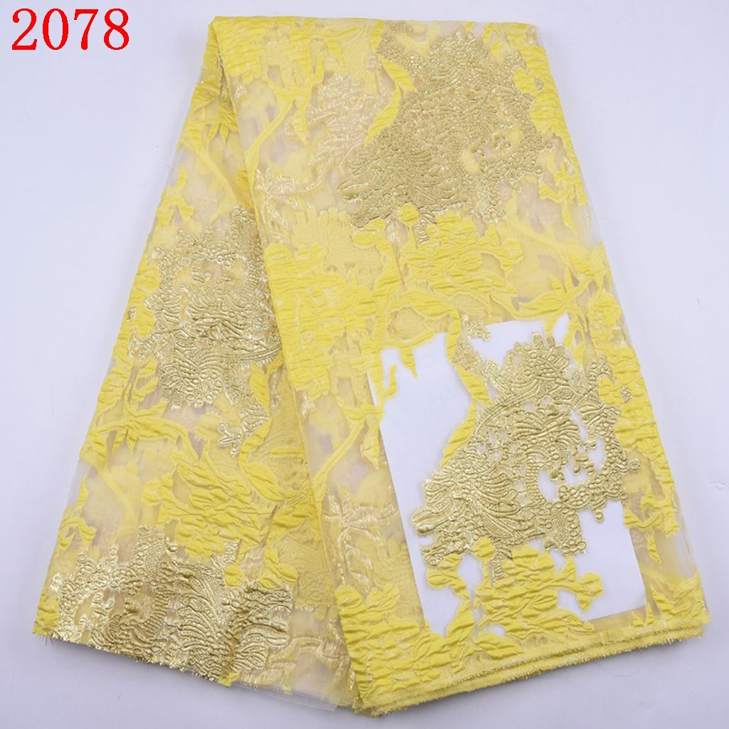 Line French Lace Fabric Nigerian Jacquard Lace Fabric for Party Dress Gold 2078 Hot Sale African Embroidery 50 Plain Sustainable