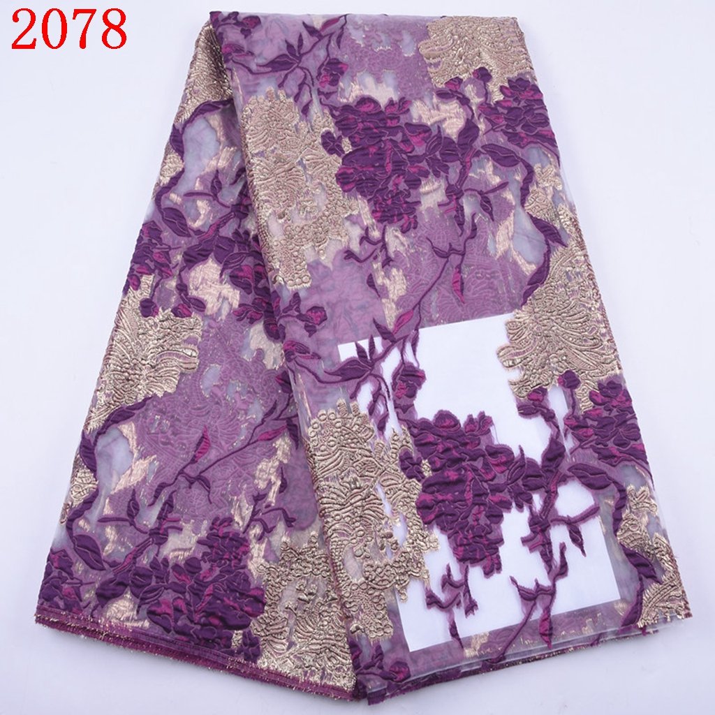 Line French Lace Fabric Nigerian Jacquard Lace Fabric for Party Dress Gold 2078 Hot Sale African Embroidery 50 Plain Sustainable