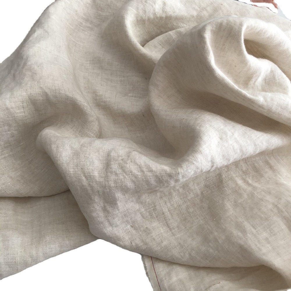 100% French linen plain dyed woven summer spring women shirt dress natural flax cloth