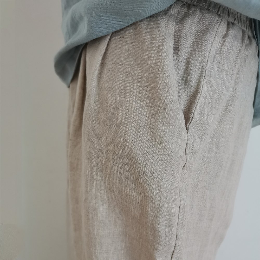 100% French linen plain dyed woven summer spring women shirt dress natural flax cloth